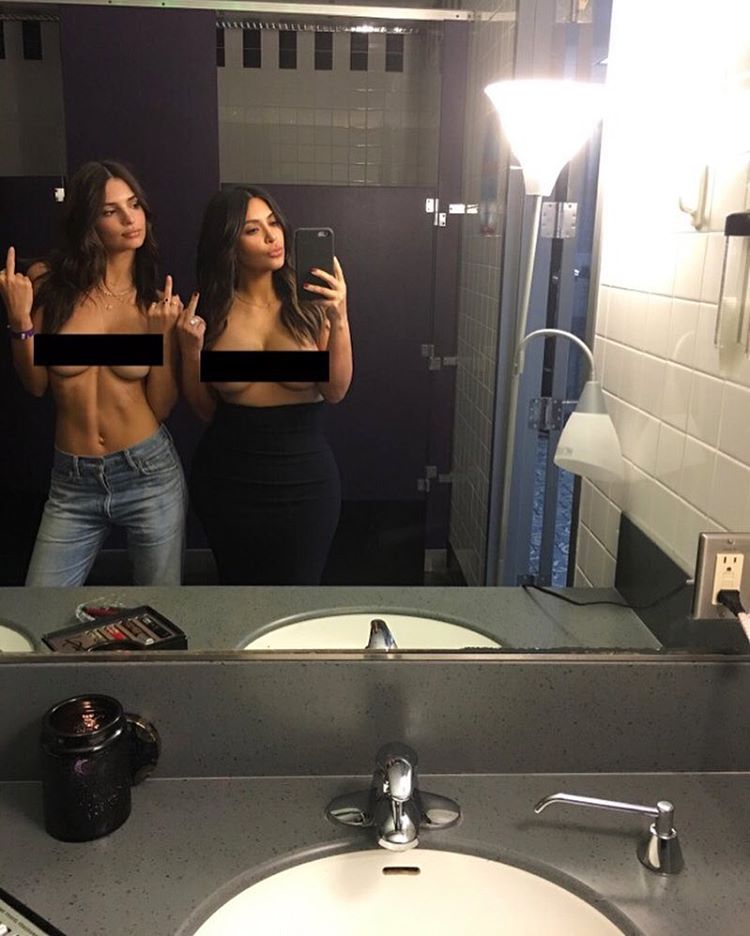 Emily Ratajkowski et Kim Kardashian nue