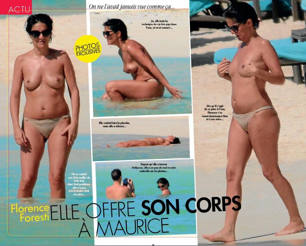 Des photos de Florence Foresti seins nus sur la plage